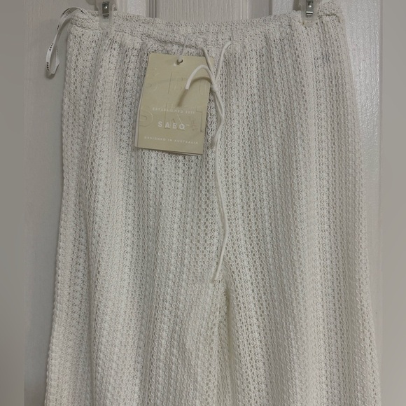 Sabo Skirt Kala Pants White Knit Crochet Lounge Trousers Size S - Picture 4 of 11